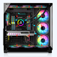 ATX PC case Full Tower Gaming Computer Chassis with 270° Panoramic Tempered Glass, Gaming Desktop Pc Hosting case