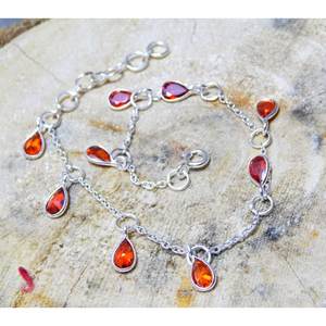 925 Sterling Silver Fine Charm <b>Bracelet</b> Handmade <b>Cubic</b> <b>Zirconia</b> Bezel Gemstone Silver Jewelry with Gift Option - Product Image 2