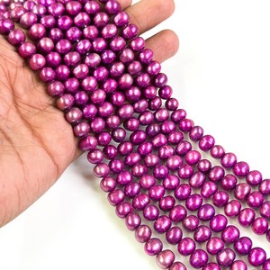 Cuentas Redondas de Perlas de Agua Dulce Rosa Intenso de 8-9 mm, Cuentas de Perlas Rosas Naturales de Gran Tamaño para Hacer Joyas, Diseño de Pulseras y Collares - Product Image 3