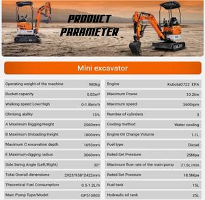 NOUVELLE mini-excavatrice hydraulique 20HP EPA avec pince hydraulique inclinable et chenilles larges en promotion |   La livraison s'effectue dans le monde entier - Product Image 6