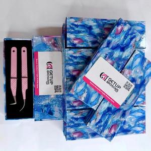 High Quality GETUP BROSONS IMPEX Eyelash Extension Tweezers <b>Pink</b> Powder Coated Stainless Steel Silver Tip Beauty <b>Tool</b> - Product Image 6