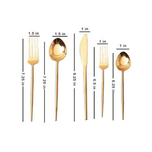 Wholesale Luxury <b>Spoons</b> <b>Gold</b> Hotel Flatware Stainless Steel Mirrored <b>Serving</b> Cutlery Set for Restaurants - Product Image 4