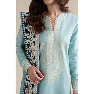 Ensemble de costume brodé 3 pièces respirant 100 % coton pour femme ZAIB avec dupatta en mousseline et pantalon - BIC-4916 - Product Image 4