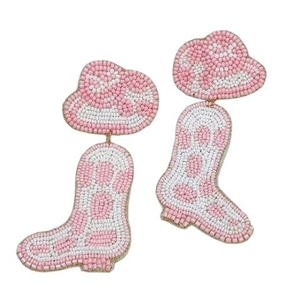Fashion Embroidery Seed Beads Cow Print <b>Boot</b> Scoot Earrings - Silver From India Handmade Earrings for <b>Women</b> - Product Image 2