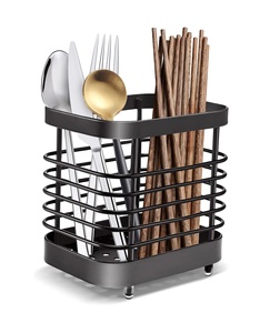 Organisateur de comptoir en métal moderne porte-couverts carré avec rangement de couverts ustensile Caddy Crock et support de cuillère - Product Image 1