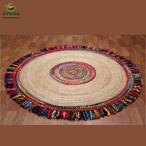 พรมส่วนบุคคลสำหรับห้องนั่งเล่นทำจากวัสดุผ้าฝ้ายปอกระเจาและสีพรมทำด้วยมือธรรมชาติที่กำหนดเอง - Product Image 5