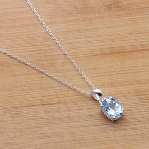 Tendance 925 argent Sterling bleu topaze pierre précieuse pendentif bijoux à la main argent Boho Style pendentif bijoux pour femmes cadeau filles - Product Image 3