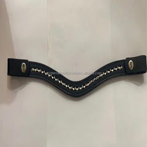 แผ่นหนังสีดำทำด้วยมือทำจากหนังสีดำประกายคริสตัลสีเงินสายรัดคิ้วม้าแบบเย็บเต็มและบุนวมทุกขนาด - Product Image 5