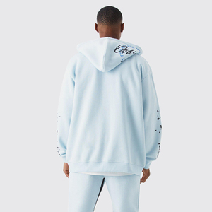 100% coton polaire sweat à capuche zippé survêtement pour hommes haute qualité transfert de chaleur imprimé survêtement grande taille Collection hiver - Product Image 4