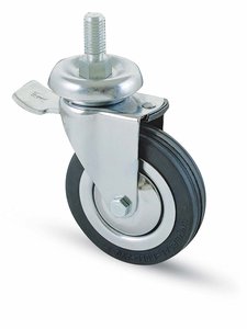 Ruota Girevole per Mobili con Freno Art.155bisb Mm. 80-Perno M12x30 - Product Image 1