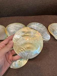 Yüksek kaliteli sarı dudak anne inci plaka havyar servis tabağı servis tabağı kabuk yapılmış el yapımı Vietnam havyar plaka