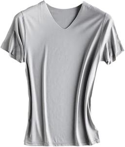 Camisetas de algodón 100% para hombre, patrón de letras, transpirable, de secado rápido, con cuello en V, ajuste Regular, tela de punto cómoda - Product Image 4