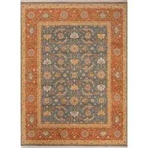 Alfombra Gulnar Jaipur US SPR-45(MICV) Verde, Tejida a Mano, de Lana, para Sala de Estar, con Diseño Floral Rectangular para Pasillo, para Uso Doméstico - Product Image 1