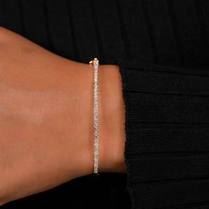 Bracelet Chaîne Tennis en Or Jaune 14 carats avec Diamant de Laboratoire Taille Brillant Classique 1,70 mm, Personnalisé, Cadeau de Mariage ou de Fête pour Hommes et Femmes - Product Image 4