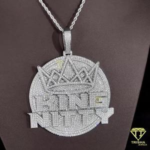 Colgante de círculo de doble capa de Hip Hop Iced Out 925 Sterling Silver y Moissanite Diamond Bling para joyería personalizada - Product Image 4
