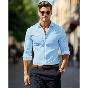 เสื้อเชิ้ต2025แขนยาวสำหรับผู้ชายเสื้อเชิ้ตทางการผ้าคอตตอนดีไซน์ล่าสุด - Product Image 4