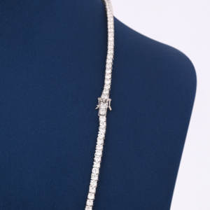 Última Cadena de tenis de oro blanco de 14kt, 6,5 MM, estilo clásico, corte clásico, Diamante cultivado en laboratorio, VVS, claridad, chapado en rodio para bodas - Product Image 5