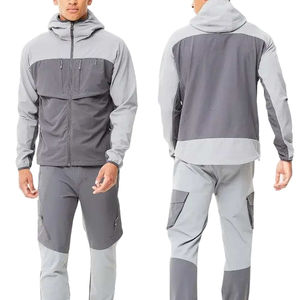 Chaqueta de chándal con cremallera, conjunto de pantalones holgados, logotipo personalizado, bloque de Color, chándales de nailon, rompevientos personalizado para hombres, conjunto cortavientos 2025 - Product Image 1