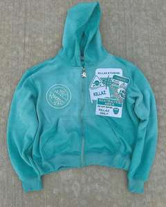 Sudadera con Capucha Personalizada para Hombre, Estilo Urbano, Lavado Vintage, con Cremallera y Pedrería, Estilo Casual para Invierno - Product Image 2