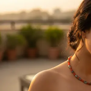 Collar de Moda para Mujer con Cuentas de Labradorita y Cornalina, Cadena Dorada, Perla de Agua Dulce con Diamantes, Joyería Religiosa con Piedras Preciosas - Product Image 1