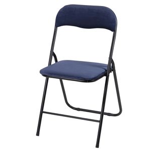 Poltrona Pieghevole Effetto Velluto Blu, Elegante Arredamento Moderno per Soggiorno, Sala da Pranzo e Ufficio Domestico - Product Image 1