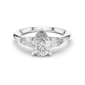 Bague de fiançailles en diamant de laboratoire taille poire 1,53 CT, trois pierres VVSVS EF CVD, or 18K/14K/10K ou argent 925, rose, jaune, blanc - Product Image 3