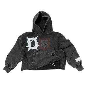 Sweat à capuche graphique rouge délavé à l'acide, imprimé serpent et poignard, vintage, streetwear délavé, pull à capuche pour homme - Product Image 2