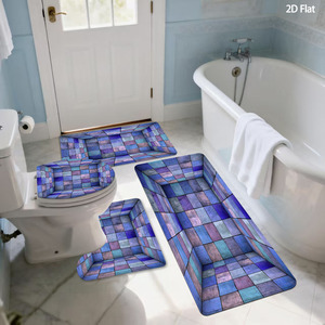 Custom Printed Flannel <b>Bathroom</b> Rug <b>Set</b> for <b>Bathroom</b> Non-Slip Shower Curtain Bath <b>Mat</b> - Product Image 1