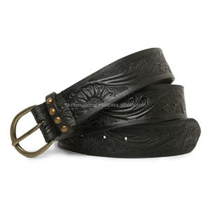 Western Leather hand tooling <b>belt</b> for unisex floral engraved tooled leather cowboy <b>cowgirl</b> <b>belts</b> and accessories - Product Image 4