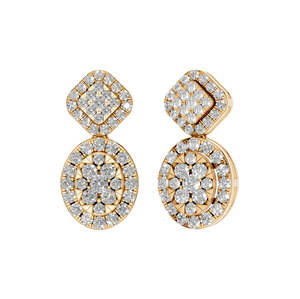 Boucles d'oreilles à la mode en or massif 14 carats pour femmes, diamants taillés en laboratoire faits à la main, taille brillante F-Type, bijoux fins IGI - Product Image 2