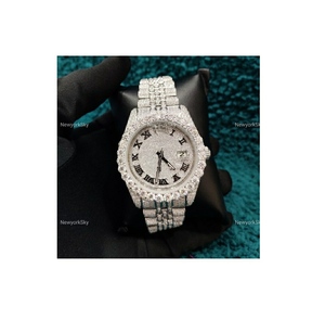 Handmade Customized Designed 41mm Men's Stainless Steel Luxury Iced Moissanite Diamonds Glass Dial <b>Watch</b> From India - Product Image 1