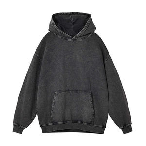 Sudadera con capucha de algodón recortada personalizada Hoddie en blanco Distress Vintage Acid Sun Fade Wash Hoodie hombres fabricante de ropa - Product Image 4