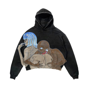 Pull à capuche surdimensionné de haute qualité pour hommes Style Vintage Streetwear Logo personnalisé imprimé en gros polaire solide - Product Image 1