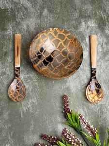 Bol en corne de buffle naturelle polie à la main avec cuillère et fourchette pour les marques durables par HF CRAFTS - Product Image 6