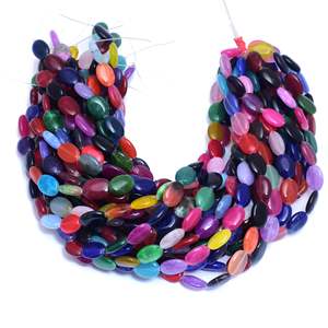 Cuentas de Ónix Naturales Multicolores de Forma Ovalada con Corte Liso, 13x18mm, 23 Piezas, Hilo de Piedras Preciosas para Fabricación de Joyería, Venta al Por Mayor - Product Image 3