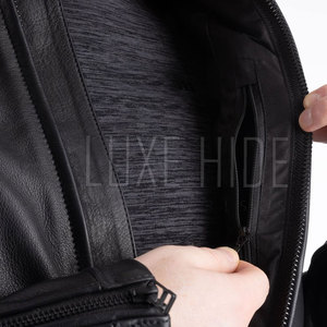 Veste en cuir de moto de couleur unie pour hommes Streetwear Veste en cuir de moto pour hommes en bas quantité minimale de commande - Product Image 6
