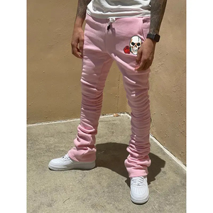 กางเกงจ็อกเกอร์เข้ารูปลำลองสำหรับผู้ชายกางเกงวอร์มผ้าฝ้ายผ้าฟลีซเอวกลางแบบยางยืดมีเชือกผูกดีไซน์ซ้อนกัน100% ออกแบบได้ตามต้องการ - Product Image 5