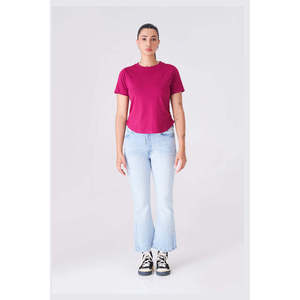 T-shirt 100% coton rouge prune pour femme, tailles S-2XL, confortable et polyvalent - Product Image 2