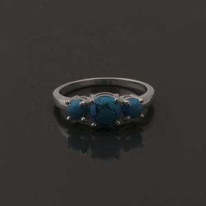 Juego de puntas de anillo de piedras preciosas turquesa chapadas en plata de moda para mujer hechas a mano y artículo de regalo de joyería apilable - Product Image 2