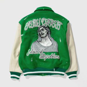 Chaqueta Varsity Personalizada de Invierno para Hombre, Mangas de Cuero PU de Alta Calidad, Estilo Urbano, Resistente al Viento, Poliéster Ecológico, Letras Personalizadas - Product Image 2
