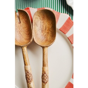 Modern Style Mango Wood Enamel Print Salad Server <b>Set</b> Elegant Home Restaurant Tableware Decoration <b>Flatware</b> for Weddings - Product Image 4