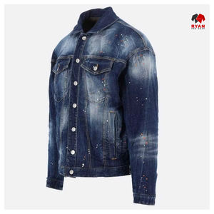 Vêtement pour homme, fabricant, veste en denim de haute qualité avec fermeture éclair, lavage à l'eau lourd, effet délavé - Product Image 5