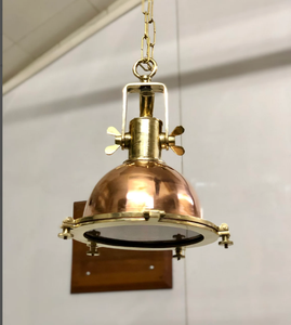 Style marin nautique laiton et cuivre suspendu petite lumière antique avec crochet une pièce support fait main lampe de haute qualité - Product Image 2
