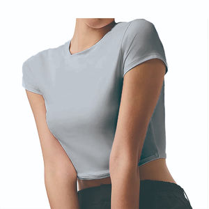 Top corto informal personalizable de alta calidad, camisetas para mujer, camiseta de gimnasio de algodón de manga corta, camisetas de moda para mujer 2026 - Product Image 1