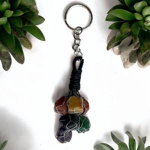 Porte-clés poli des sept chakras de qualité supérieure, écologique, purification énergétique et protection, décoration d'intérieur Feng Shui, rond - Product Image 4