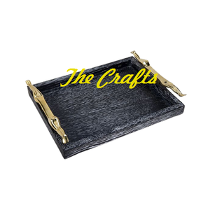 Plateau de service en bois au design fabuleux avec poignées en métal, lavable au lave-vaisselle et multifonction, qualité supérieure, prix bas - Product Image 1