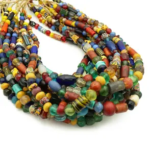 ลูกปัดแก้วชาวเวนิสโบราณเครื่องประดับลูกปัดแก้วชนเผ่าสีรัสเซียสีฟ้าแก่ทำลูกปัดคริสตัลโคมไฟลูกปัดแก้วใส่ทำงาน - Product Image 4