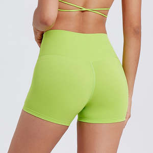 Pantalones cortos de Yoga para mujer al por mayor, mallas de entrenamiento de cintura alta a rayas, ropa deportiva informal para correr, pantalones cortos con cordón para mujer - Product Image 3