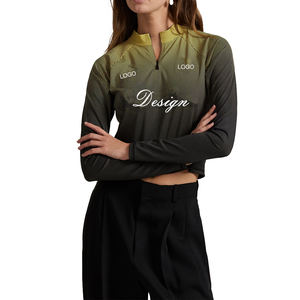 Pull-over streetwear pour femme, personnalisable, avec motif graphique, col quart-zip, en coton extensible, broderie 3D sur le devant, collection automne - Product Image 1