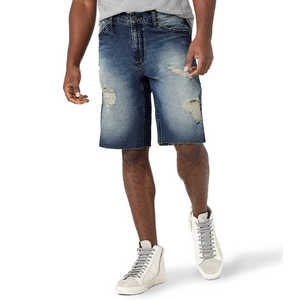 Pantalones cortos de mezclilla holgados de cintura media con diseño personalizado, ropa informal, pantalones cortos de mezclilla rasgados lavados con ácido para hombres - Product Image 1